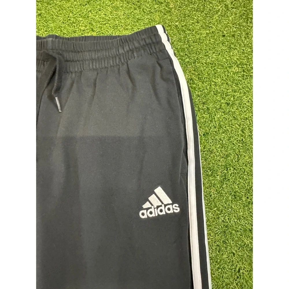 Adidas Mens Black White 3 Stripe Tapered Track Pants Size Medium M Sportswear‎